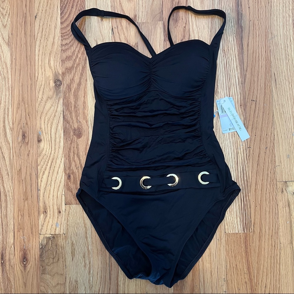 NWT Bleu Rod Bettie Ruched One Piece Swimsuit sz 6